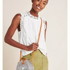 NWT Maeve by Anthropologie Tilly Eyelet Blouse White Size 4